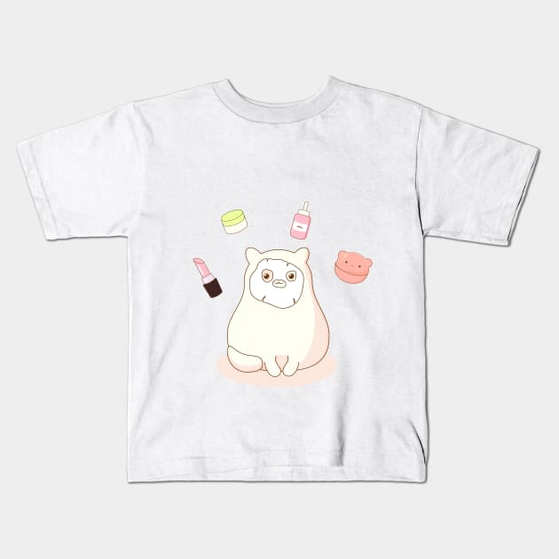 korean cosmetics cute cat face mask Kids T-Shirt by Ann4design